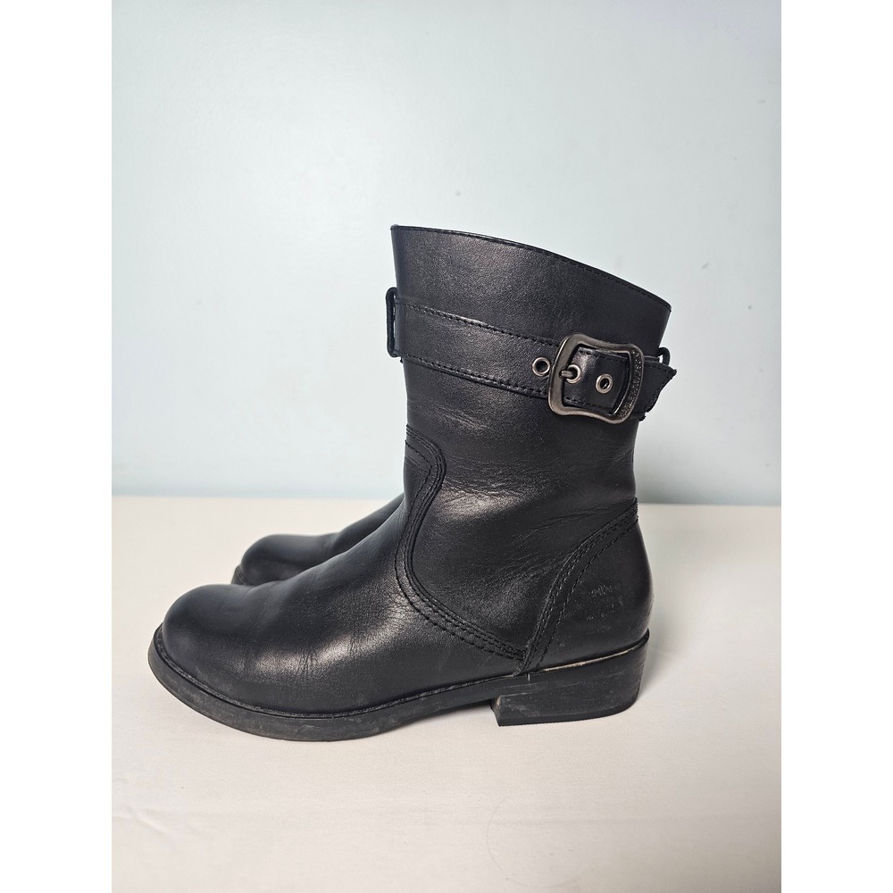 Bikercore Harley-Davidson D85274 Engineer Boots Women 6 Black Leather Zip Buckle